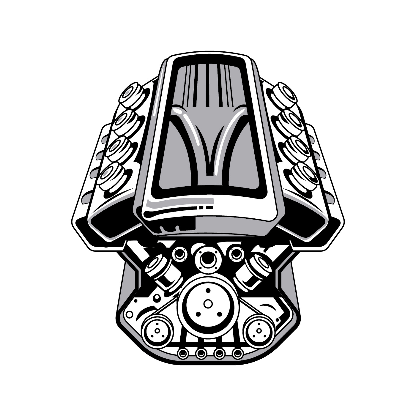 desenho do motor do hot rod v8 215132 Vetor no Vecteezy